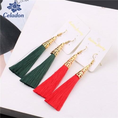 Fiber Long Tassel Dangle Earrings for Women Drop Brincos Boucle d'oreille Brush Earring Fashion Jewelry Pendientes Bijoux