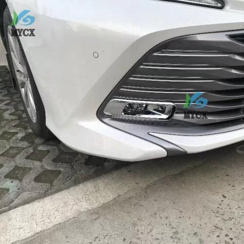 For Toyota Camry XV70 2018 2019 Accessories Car Front Fog Light Trim Strips decoration cover Exterior ABS Chromium Styling