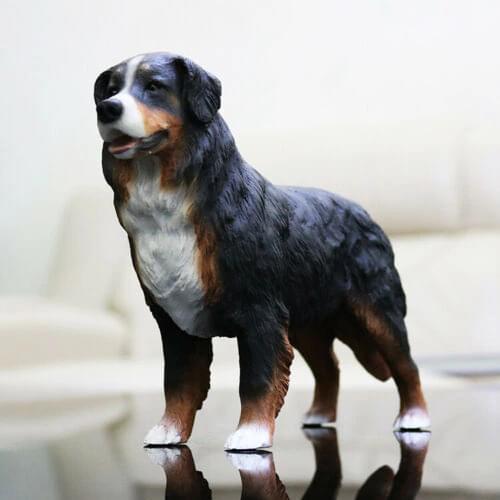 JJM Bernese Mountain Dog Pet Figure Canidae Animal Model Car Decor Toy Kid PVC Model Educational for Children Adults Kids Gift