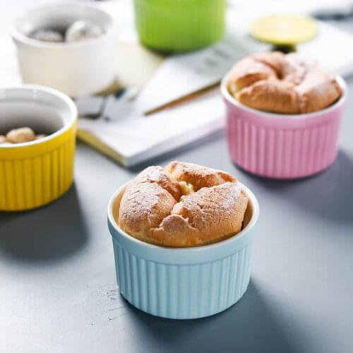 Ceramic Cake Mold Bowl Cream Porcelain Candy Souffle Pudding Baking Dessert Yogurt Bowls Small Snack Cup Multiple Colour N h1
