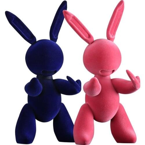 COLORFUL RESIN RABBIT FIGURINE HOME DECORATION CREATIVE ORNAMENT ROOM MACHINE RABBITS MODEL GIFTS
