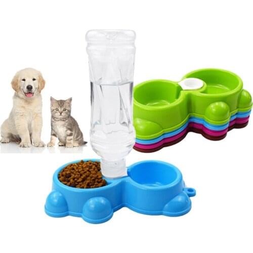Pet feeding bowl Plastic bear shaped bowl Cat and dog feeding and feed water dual-use plastic bowl,Q352