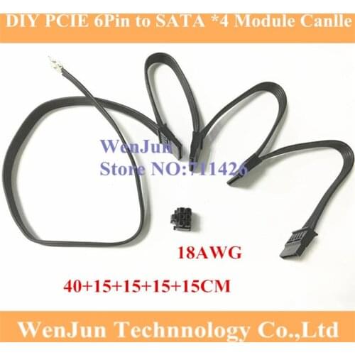 DHL FREE DIY 6Pin PCI-E to 4 * SATA Molex 15pin Modular Power Supply Cable for Seasonic KM3 Series/seasonic SS-620GM/V850