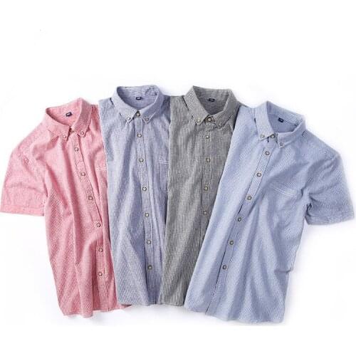 2019 Spring and Summer Short-sleeved Shirt Men New Cotton Japanese Mens Casual Striped Shirt More size S-XXXL 4XL