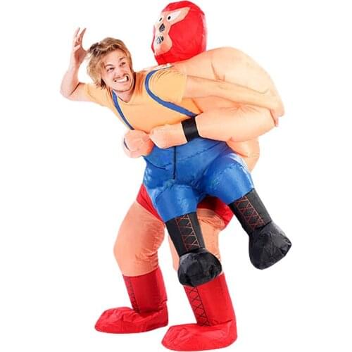 Wrestling Man Inflatable Costumes Halloween Cosplay Muscle Men Costume Carnival Party Role Play Suit Funny Disfraz for Adult