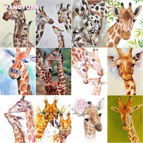 Diamond Painting Kit Giraffe Nursery Happy Family Full Round Square Drill Diamond Embroidery Animals Mosaic Art Paintings Gift