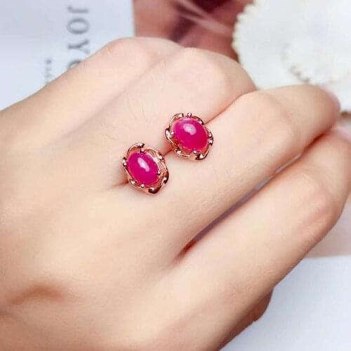 Natural Real Ruby Earring Real 925 Silver sterling Fine Charm Jewelry for Women Party Earring