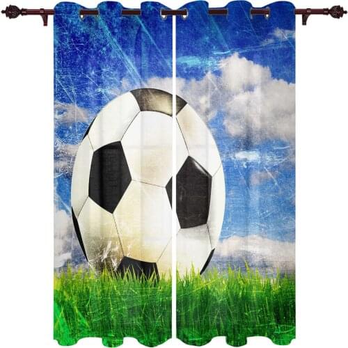 Sky Grass Football Curtains For Living Room Kitchen Bedroom Bathroom Windows Treatment Decoration Luxruy Window Curtain