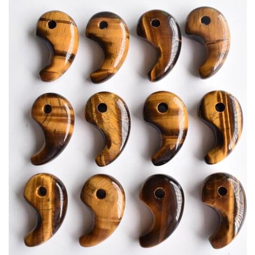 Wholesale 12pcs/lot 2020 New fashion natural tiger eye stone magatama charm pendants for jewelry marking free shipping