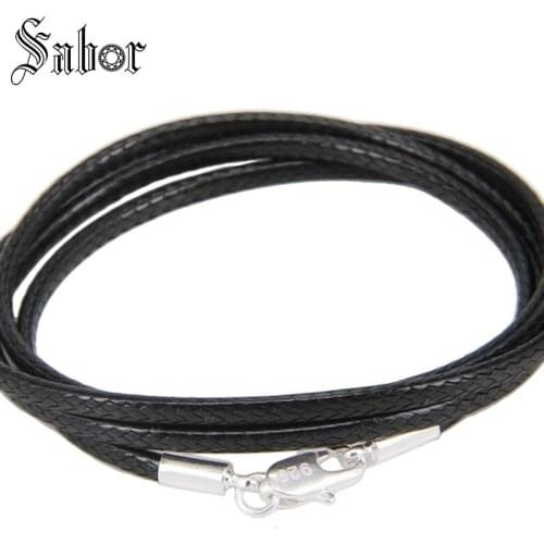 Black Faux Leather With Clasp Necklace Fit Pendant & Charm Handmade Jewelry for Men & Women N983 thomas