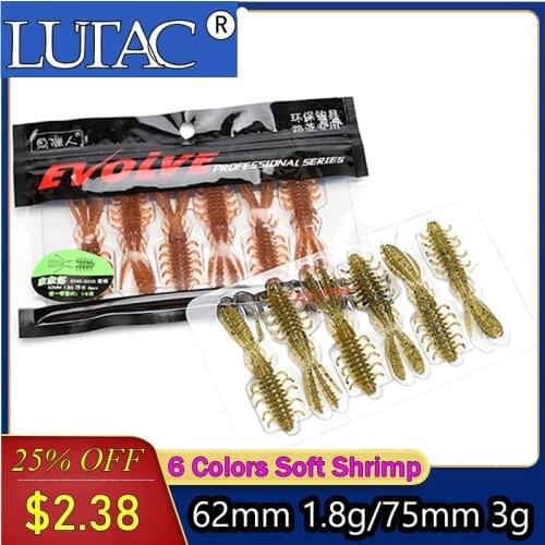 Lutac Fishing Soft Lure Bamboo Shrimp Silicone Floating Tackle Jigging Artificial Baits