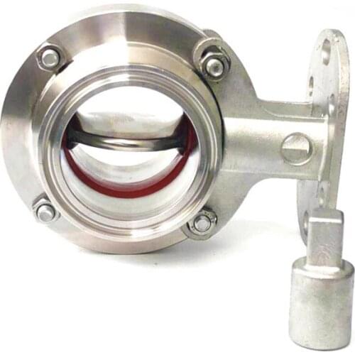 Sanitary Butterfly Valve Stainless Steel SS304 OD 19/25/32/38/45/51/57/63mm Quick-fit Bracket High Platform Tri Clamp