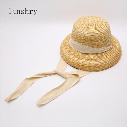 2021 new fashion Spring Summer Women Natural Wheat Ribbon sun Hat Straw Hats Lady Casual protection caps Sunscreen Holiday cap