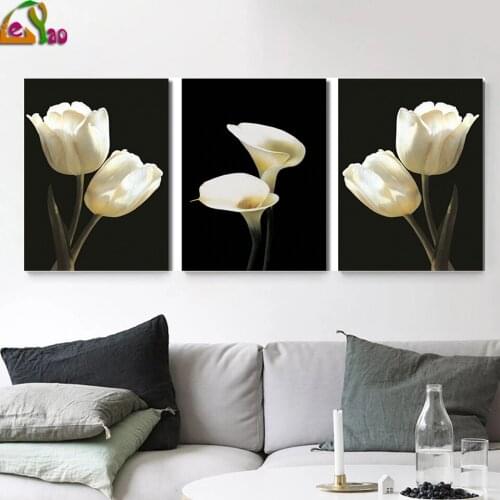 Tulip Calla Flower Triptych 5D DIY Diamond Painting Full Square Home Decoration Diamond Embroidery Handicraft Art Kits 3pcs