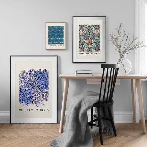 William Morris Vintage Floral Birds Wall Art Picture Victoria and Albert Museum Exhibition Poster Canvas Painting Print Decor