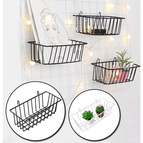 High Quality Grid Hanging Basket Iron Wall Mounted Decoration Innovative Flower Pot Shelf Small Items Display Rack Indoor