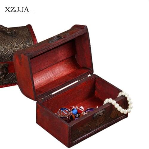 XZJJA Fashion Chic Wood Jewelry Box Imitation Antique Home Decoration Storage Box Multi-Functional Jewelry Cosmetics Organizers