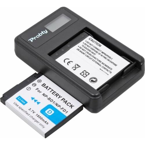 2Pcs PROBTY NP-BD1 NP BD1 Battery + LCD Charger for Sony Cyber-shot DSC-G3 T2 T70 T75 T77 T90 DSC-T200 DSC-T300 DSC-T500 Camera