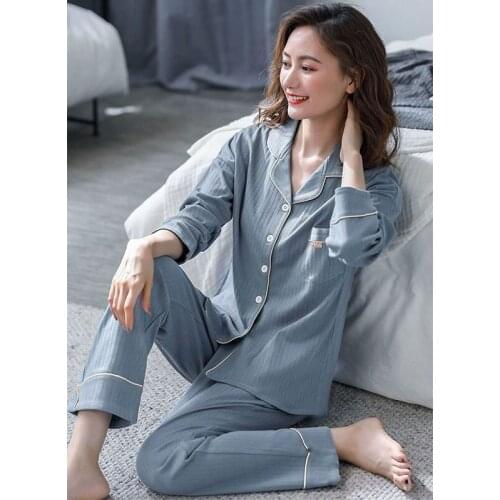 Women pijamas Winter Warm Cotton Pajamas Large Size Screw Sleepwear Long Sleeve Solid Pyjamas Two Piece Set