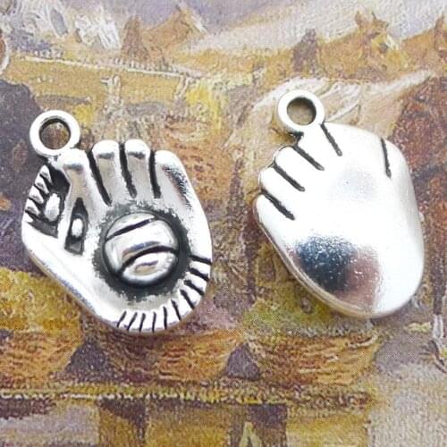 10pcs/Lot 20x15mm Antique Silver Color Baseball Glove Charms Pendant For Jewelry Making DIY Jewelry Findings