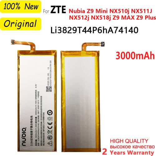 100% Original 3000mAh Li3829T44P6hA74140 For ZTE Nubia Z9 Mini NX510j NX511J NX512j NX518j Z9 MAX Z9 Plus Phone Batteries