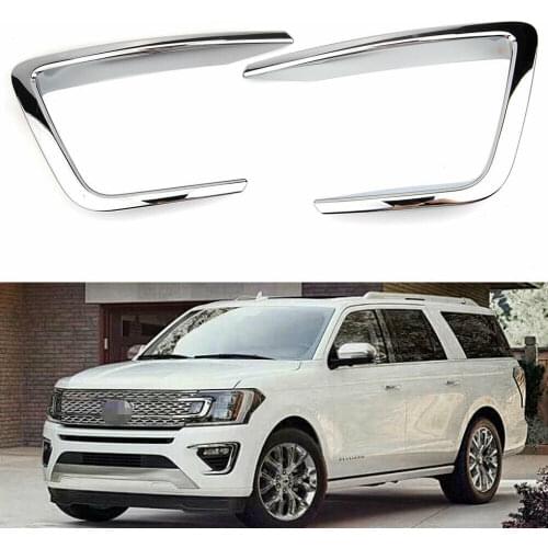 2pcs Chrome ABS Car Front Fog Light Lamp Cover Trim Molding Frame For Ford Expedition 2018-2019
