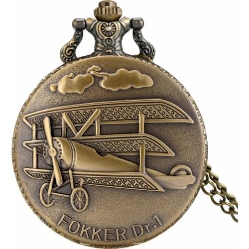 Antique Gift World War II Aircraft Quartz Pocket Watch Retro Steampunk Full Hunter Bronze Necklace Chain Watch Men Women Pendant