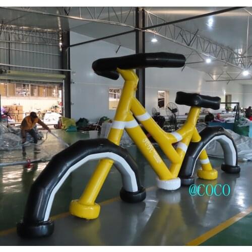 Free air ship to door, new design custom made inflatable advertising bicycle model, outdoor airtight model for sport game