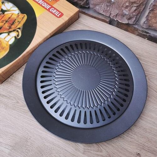 Smokeless Stovetop Barbecue Bbq Non Stick Korean Traditional Iron Grill Pan For Indoor Outdoor Baking Kitchen Bbq Accessory