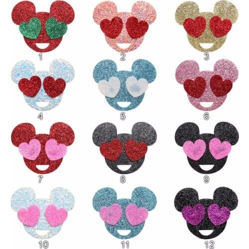 50 pcs/lot ,5cm Glitter Mouse For Girls Valentines Day Party DIY Hair Bow Headbands Hair Acessories