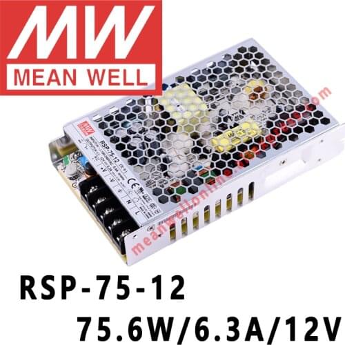Mean Well RSP-75 Series meanwell 5V/12V/15V/24V/48VDC 75Watt Single Output with PFC Function Power Supply online store