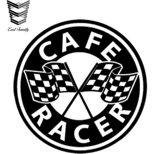 EARLFAMILY 13cm x 13cm Car Styling Car Sticker CAFE RACER AUFKLEBER Auto Moto Stickers ZIELFLAGGE MOTORRAD RENNEN Vinyl Decal