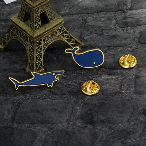 Ocean Animal Enamel Brooch Blue Shark Whale Mini Pins Denim Clothes bag Lapel Button Badge Cartoon Jewelry Gifts for Kids