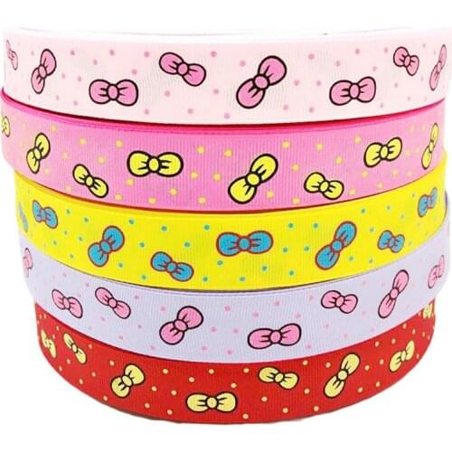 HL 5 yards 1" mix color printed bowknot grosgrain ribbon wedding christmas decoration products for hair bows belt A077