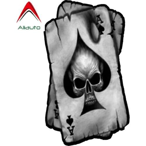 Aliauto Personality Car Stickers Spades A Skull Interesting Reflective Decals PVC for Motorcycle Honda Toyota Nissan,13cm*7cm