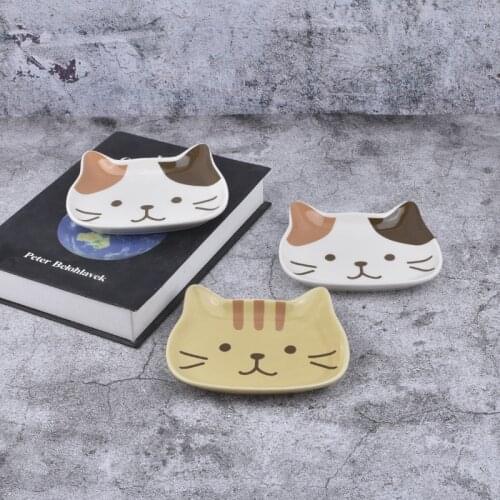 Ceramic cat patterned dish lovely breakfast cake dish snack dish cat cafe dish snack dish
