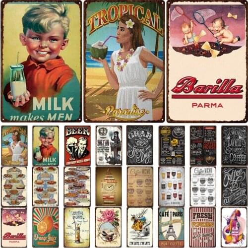 Classic Cafe Mocha Metal Tin Signs Drink Tea Coffee Vintage Poster Wall Plate For Bar Home Kitchen Decor Wall Sticker 20x30cm