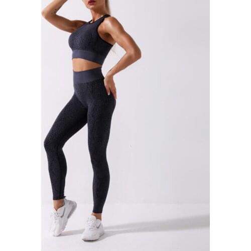 LANTECH Women Sports Suits Set Yoga Sets Clothes Squat Gym Fitness Pants Leggings Bra Clothes Seamless Sportswear Sports Active