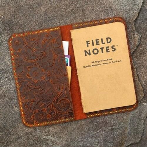 Women embossing note book leather case for 3.5 x 5.5 " pocket size field notes notebook / minimal field notes leather cover