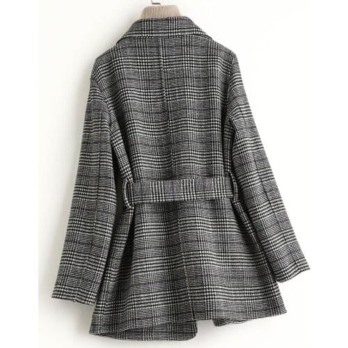 Wool Female Plaid 200% Jacket Vintage Coat Korean Spring Fall Clothes for Women Elegant 2020 Manteau Femme KQN40269 KJ5900