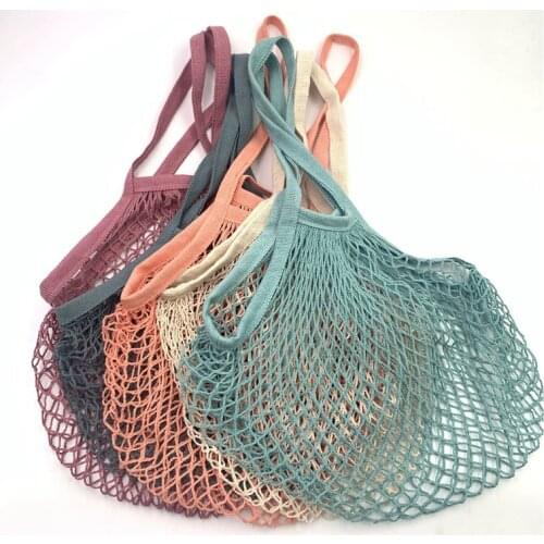 Reusable Shopping Bag Fruit Vegetable Bag Washable Cotton Mesh Grocery Bags Cotton String Bags Net Tote Bag Mesh Bags Organizer