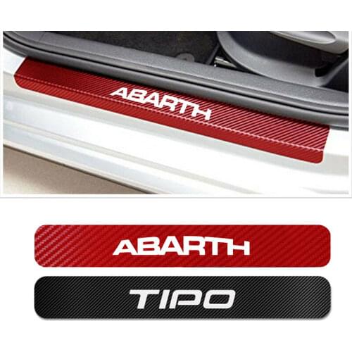 For Fiat Punto 500 Panda Abarth Tipo Car Door Sill Scuff Plate Stickers Auto Threshold Protector Decals Car Tuning Accessories