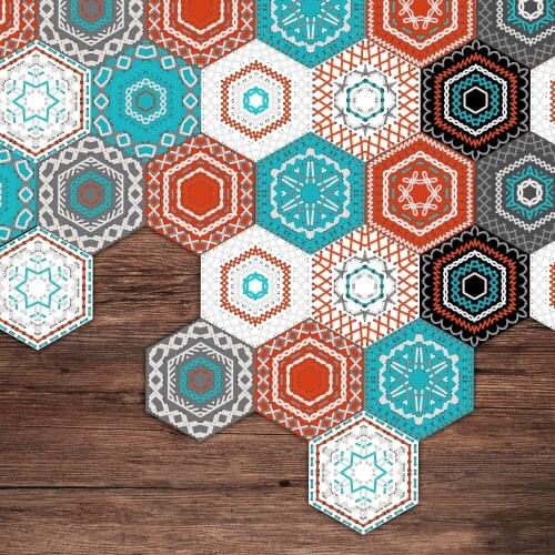 10pcs/set Retro Tile Stickers PVC Wall Stickers Waterproof Non-Slip Floor Stickers For Bedroom Living Room Bathroom Home Decor