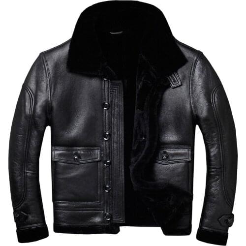 Real Fur Coat Men Sheep Shearing Genuine Leather Jacket Men Natural Wool Coat for Mens Clothing Plus Size Casaco 803 YY763