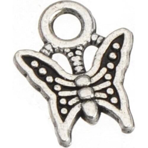 Small charms accessories for handicrafts earrings diy animal butterfly antique flat cute jewelery parts 11mm 100pcs/1 bag