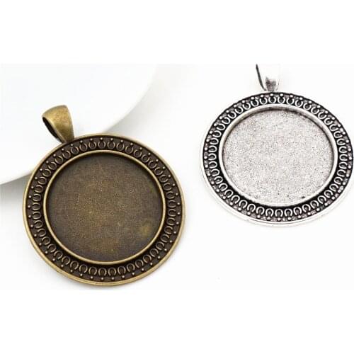 New Fashion 5pcs 25mm Inner Size Antique Silver Plated and Bronze Classical Style Cabochon Base Setting Charms Pendant