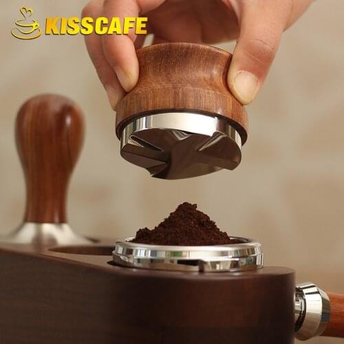 51/53/58/58.35mm Coffee Distributor Rosewood Handle Coffee Powder Hammer Customized Espresso Stainless Steel Base Accessories