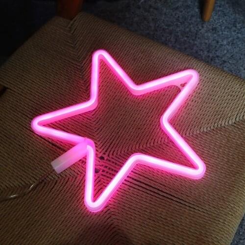 LED Neon Signs for Wall Decoration USB or Battery Operated Star Night Lights Lamps Art Decorative for Home Party Living Room