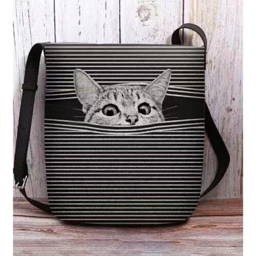 Cartoons Cat Landscape leaves Design Vintage Bags Ladies Tote Purse Handbag Women Bag Female Shoulder Top Handle Underarm Bags