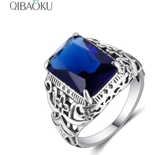 S925 Sterling Silver Rings Sapphire Amethyst Zircon Women Hollow Out Design Fine Jewelry Bridal Wedding Engagement Accessory